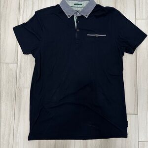 Ted Baker London Mens Polo Shirt Sz 4 Large Blue Collared Golf Preppy Athleisure